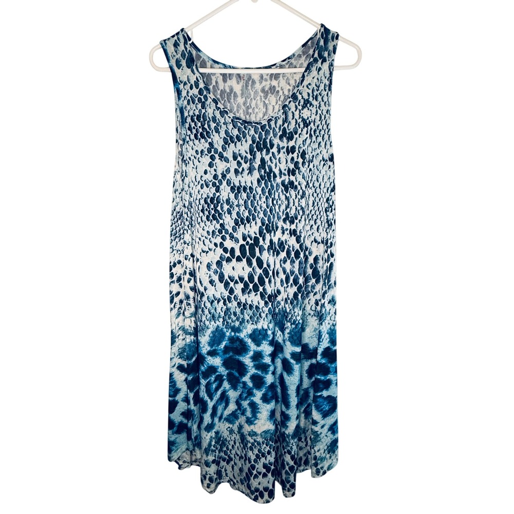 Isla Bonita One Size Blue Animal Snake Print Sleeveless Swing Dress